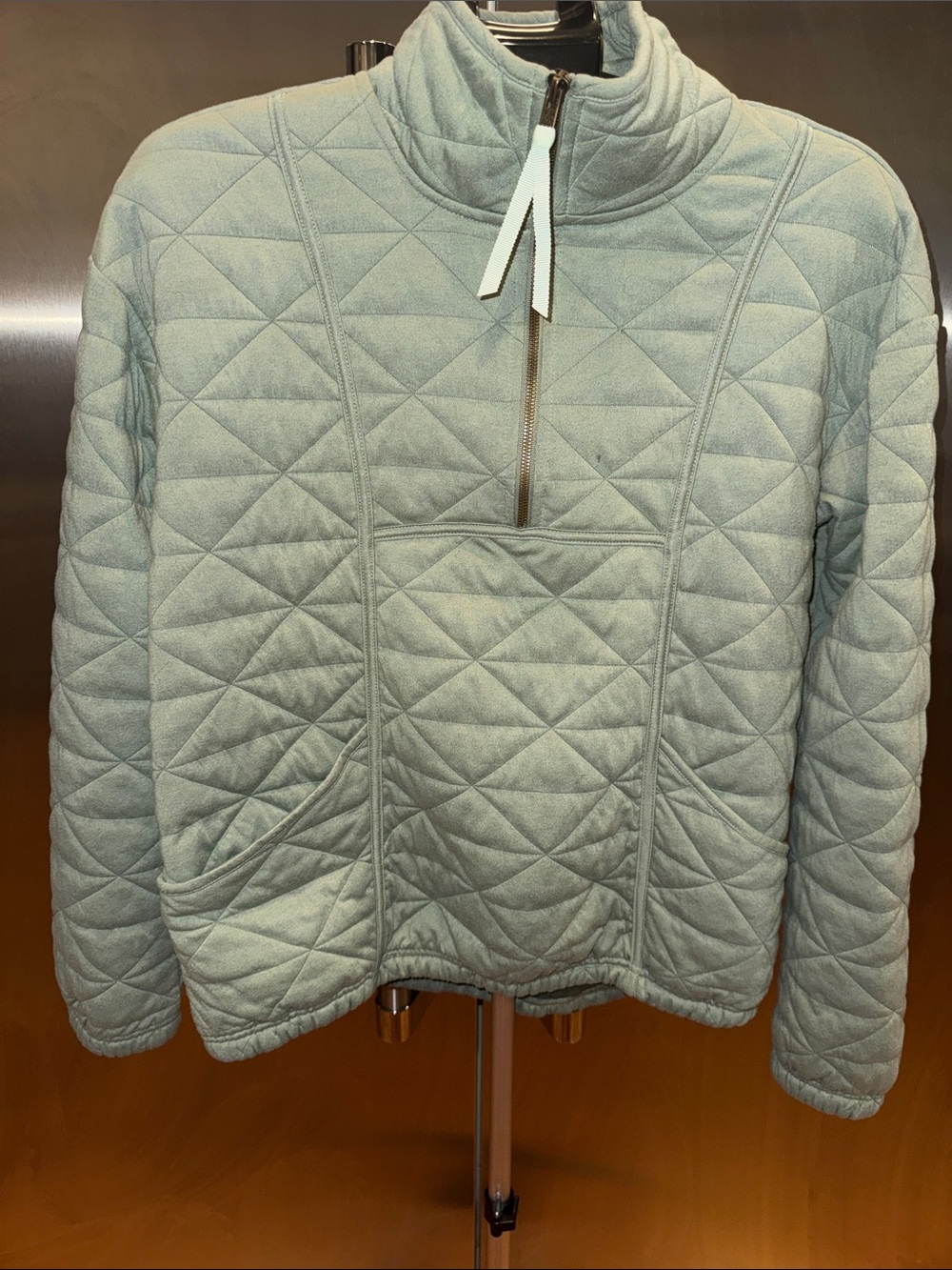 Avalanche Quilted Half-Zip Pullover in Sage Green